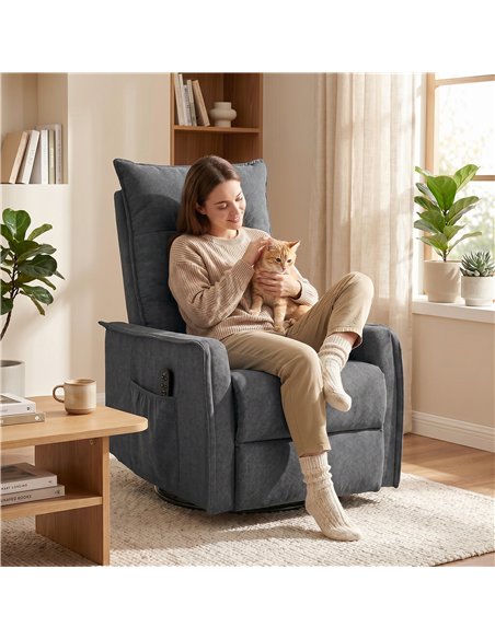 HOMCOM Recliner Armchair, Chenille Recliner Chair with Massage and Heat, 360° Swivel Rocking Manual Recliner, Dark Grey - pic 190461 | FastDaddyshop