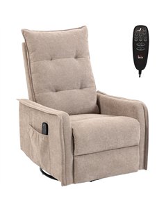 HOMCOM Recliner Armchair, Chenille Recliner Chair with Massage and Heat, 360° Swivel Rocking Manual Recliner, Brown