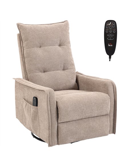 HOMCOM Recliner Armchair, Chenille Recliner Chair with Massage and Heat, 360° Swivel Rocking Manual Recliner, Brown - pic 190462 | FastDaddyshop
