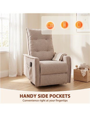 HOMCOM Recliner Armchair, Chenille Recliner Chair with Massage and Heat, 360° Swivel Rocking Manual Recliner, Brown
