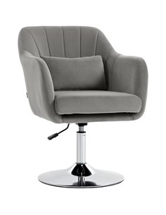 HOMCOM Retro Velvet Swivel Tub Chair with Steel Frame, Cushion Seat, Grey