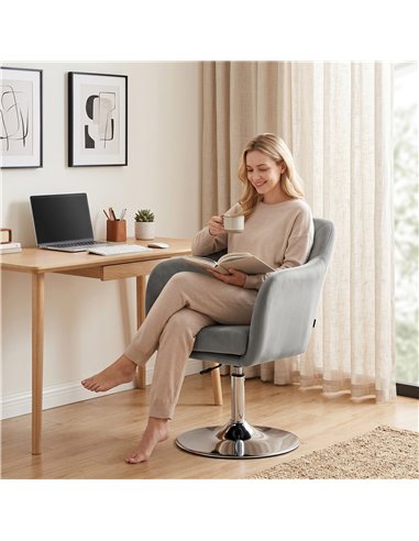 HOMCOM Retro Velvet Swivel Tub Chair with Steel Frame, Cushion Seat, Grey