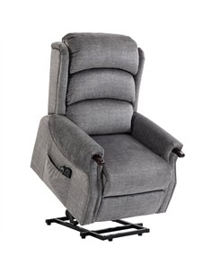 HOMCOM Power Lift Recliner with Vibration Massage and Heat, Lift Chair for Tall with Wood Grip, Pocket Spring, Light Grey