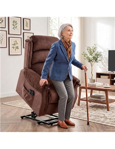 HOMCOM Power Lift Recliner with Vibration Massage and Heat, Lift Chair for Tall with Wood Grip, Pocket Spring, Brown