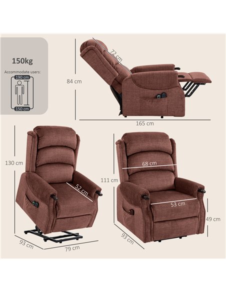 HOMCOM Power Lift Recliner with Vibration Massage and Heat, Lift Chair for Tall with Wood Grip, Pocket Spring, Brown - pic 190491 | FastDaddyshop