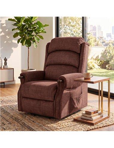 HOMCOM Power Lift Recliner with Vibration Massage and Heat, Lift Chair for Tall with Wood Grip, Pocket Spring, Brown