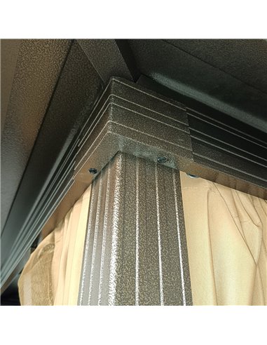 Outsunny 3x3M Aluminium Hardtop Gazebo with Mesh Curtains & Side Walls, Brown