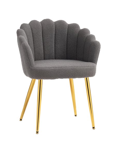 HOMCOM Lounge Chair Petal-Back Armchair Metal Metal Legs for Living Room Bedroom, Grey - pic 190507 | FastDaddyshop