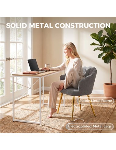 HOMCOM Lounge Chair Petal-Back Armchair Metal Metal Legs for Living Room Bedroom, Grey