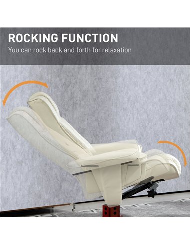 HOMCOM Faux Leather Manual Recliner and Footstool Set - Cream White