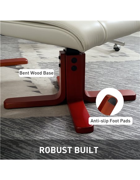 HOMCOM Faux Leather Manual Recliner and Footstool Set - Cream White - pic 190522 | FastDaddyshop