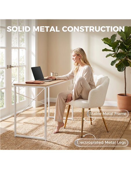 HOMCOM Lounge Chair Petal-Back Armchair Metal Metal Legs for Living Room Bedroom Cream - pic 190530 | FastDaddyshop