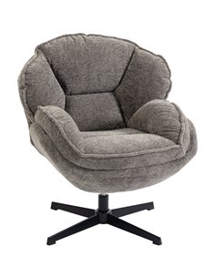 HOMCOM Modern Wingback Accent Chair, Velvet Armchair with Four-Star Base, S-Springs, Swivel, Grey