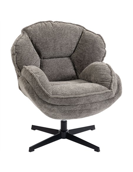 HOMCOM Modern Wingback Accent Chair, Velvet Armchair with Four-Star Base, S-Springs, Swivel, Grey - pic 190543 | FastDaddyshop