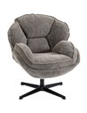 HOMCOM Modern Wingback Accent Chair, Velvet Armchair with Four-Star Base, S-Springs, Swivel, Grey