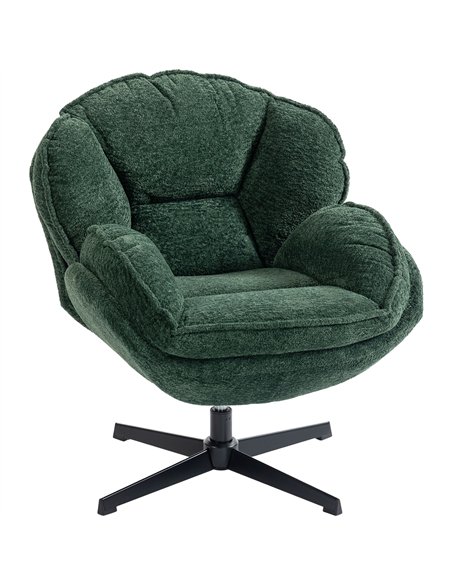 HOMCOM Modern Wingback Accent Chair, Velvet Armchair with Four-Star Base, S-Springs, Swivel, Dark Green - pic 190552 | FastDaddyshop