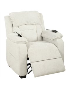 HOMCOM Power Recliner Armchair with Massage and Heat, Electric Reclining Chair with Wide Spring Seat, Cream White