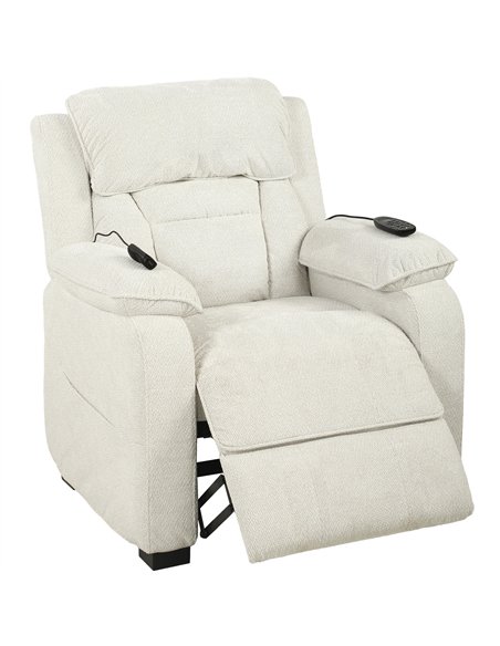 HOMCOM Power Recliner Armchair with Massage and Heat, Electric Reclining Chair with Wide Spring Seat, Cream White - pic 190570 | FastDaddyshop