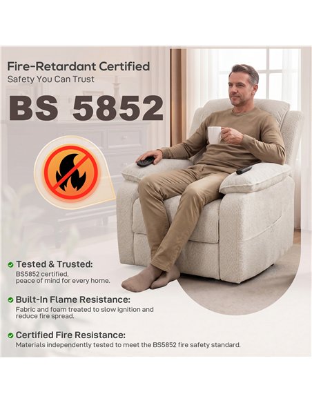 HOMCOM Power Recliner Armchair with Massage and Heat, Electric Reclining Chair with Wide Spring Seat, Cream White - pic 190578 | FastDaddyshop
