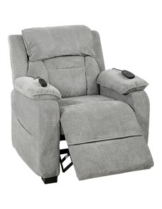 HOMCOM Power Recliner Armchair with Massage and Heat, Electric Reclining Chair with Wide Spring Seat, Light Grey