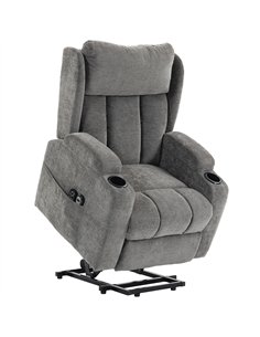 HOMCOM Power Lift Recliner Chair with Vibration Massage and Heat, Chenille Riser and Recliner Armchair for Elderly, Grey