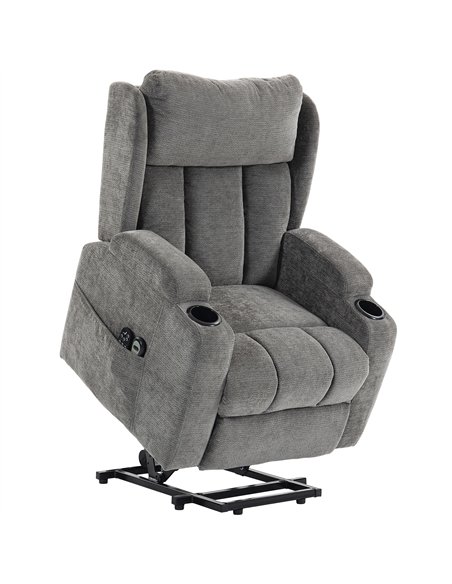HOMCOM Power Lift Recliner Chair with Vibration Massage and Heat, Chenille Riser and Recliner Armchair for Elderly, Grey - pic 190588 | FastDaddyshop