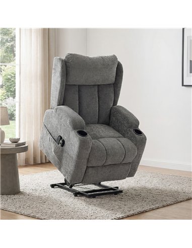 HOMCOM Power Lift Recliner Chair with Vibration Massage and Heat, Chenille Riser and Recliner Armchair for Elderly, Grey
