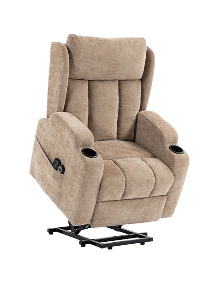 HOMCOM Power Lift Recliner Chair with Vibration Massage and Heat, Chenille Riser and Recliner Armchair for Elderly, Brown - pic 190597 | FastDaddyshop