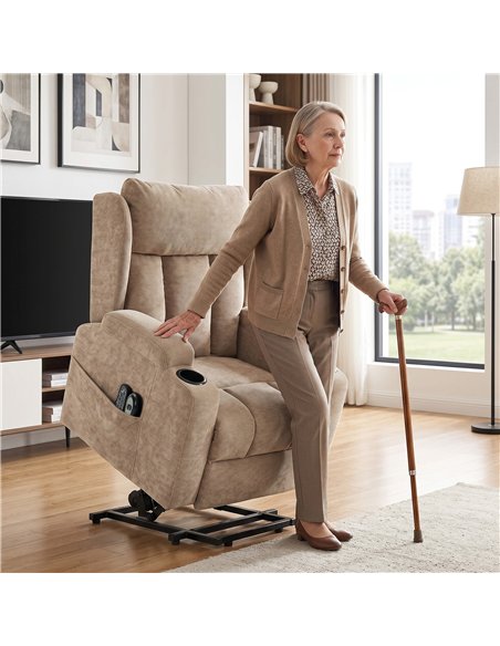 HOMCOM Power Lift Recliner Chair with Vibration Massage and Heat, Chenille Riser and Recliner Armchair for Elderly, Brown - pic 190598 | FastDaddyshop