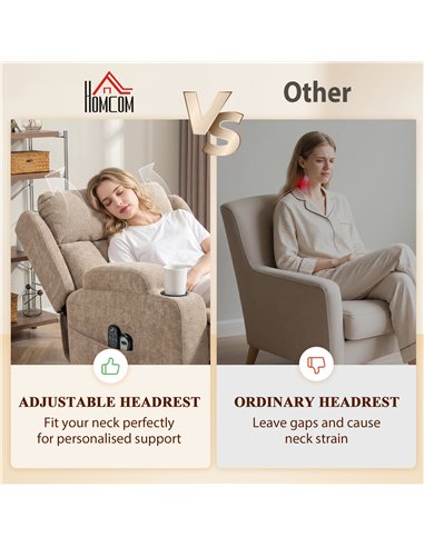 HOMCOM Power Lift Recliner Chair with Vibration Massage and Heat, Chenille Riser and Recliner Armchair for Elderly, Brown