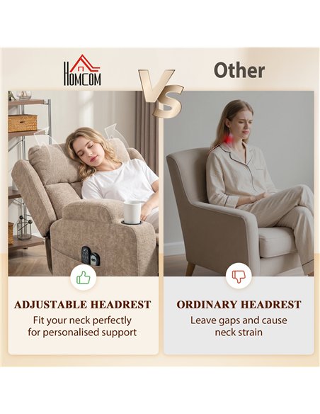 HOMCOM Power Lift Recliner Chair with Vibration Massage and Heat, Chenille Riser and Recliner Armchair for Elderly, Brown - pic 190601 | FastDaddyshop
