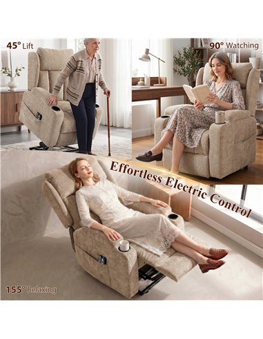 HOMCOM Power Lift Recliner Chair with Vibration Massage and Heat, Chenille Riser and Recliner Armchair for Elderly, Brown