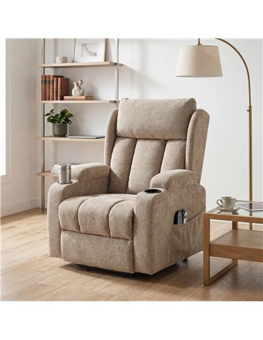 HOMCOM Power Lift Recliner Chair with Vibration Massage and Heat, Chenille Riser and Recliner Armchair for Elderly, Brown