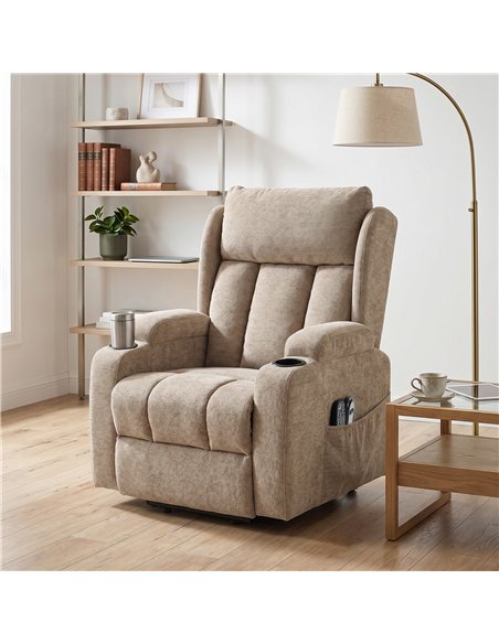 HOMCOM Power Lift Recliner Chair with Vibration Massage and Heat, Chenille Riser and Recliner Armchair for Elderly, Brown - pic 190605 | FastDaddyshop