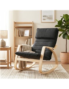 HOMCOM Lounge Chair, Comfortable Relax Rocking Chair with Headrest, 67W x 92D x 89H cm, Black 2