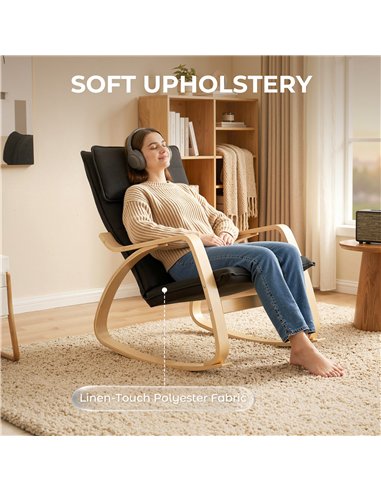 HOMCOM Lounge Chair, Comfortable Relax Rocking Chair with Headrest, 67W x 92D x 89H cm, Black