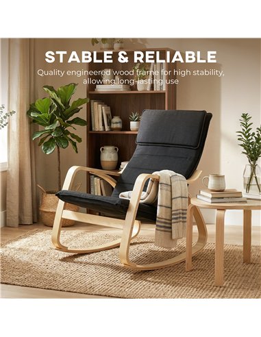 HOMCOM Lounge Chair, Comfortable Relax Rocking Chair with Headrest, 67W x 92D x 89H cm, Black