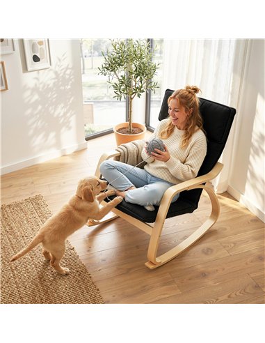 HOMCOM Lounge Chair, Comfortable Relax Rocking Chair with Headrest, 67W x 92D x 89H cm, Black
