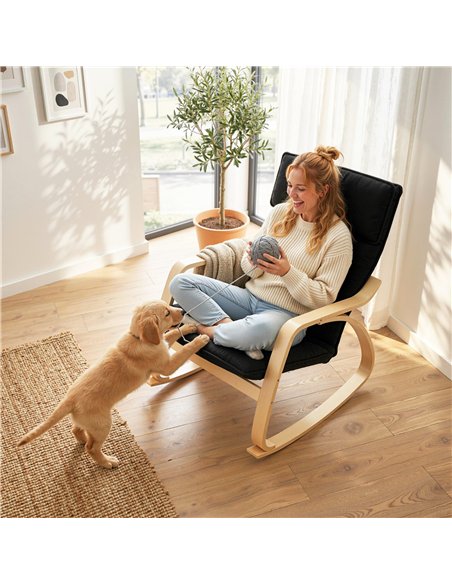 HOMCOM Lounge Chair, Comfortable Relax Rocking Chair with Headrest, 67W x 92D x 89H cm, Black - pic 190621 | FastDaddyshop