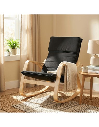 HOMCOM Lounge Chair, Comfortable Relax Rocking Chair with Headrest, 67W x 92D x 89H cm, Black