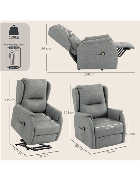 HOMCOM Power Lift Recliner Chair, Dual Motor Electric Lift Chair for Elderly with Remote Control, Grey - pic 190626 | FastDaddyshop