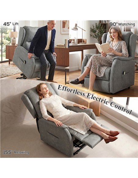 HOMCOM Power Lift Recliner Chair, Dual Motor Electric Lift Chair for Elderly with Remote Control, Grey - pic 190627 | FastDaddyshop