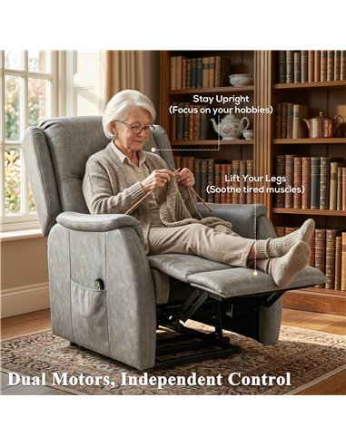 HOMCOM Power Lift Recliner Chair, Dual Motor Electric Lift Chair for Elderly with Remote Control, Grey