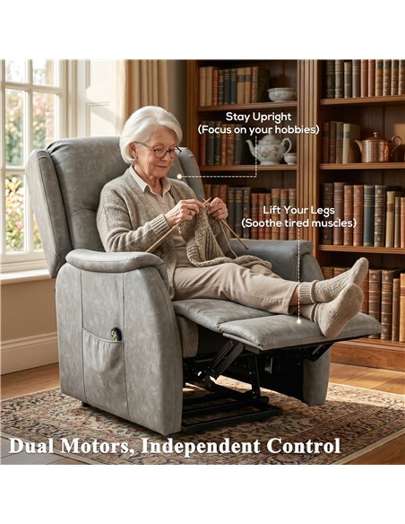 HOMCOM Power Lift Recliner Chair, Dual Motor Electric Lift Chair for Elderly with Remote Control, Grey - pic 190628 | FastDaddyshop