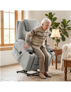HOMCOM Power Lift Recliner Chair with Pocket Spring, Electric Lift Chair with Wide Backrest, Light Grey 2