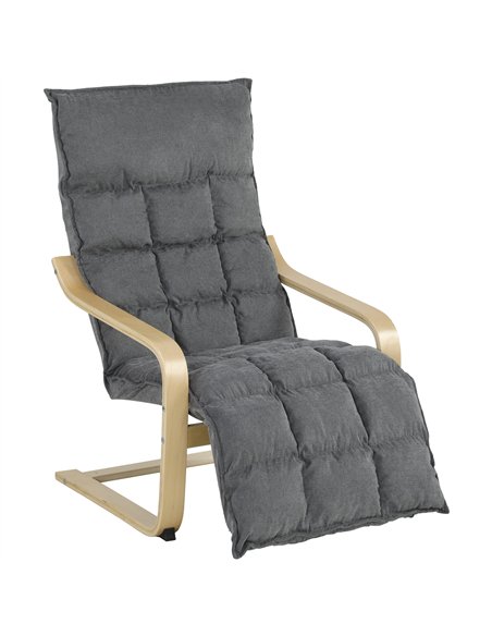 HOMCOM Modern Accent Chair, Leisure Lounge Chair Armchair with Footrest, Plush Cushion, Curved Legs and Arms, Grey - pic 190642 | FastDaddyshop