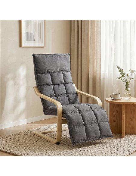 HOMCOM Modern Accent Chair, Leisure Lounge Chair Armchair with Footrest, Plush Cushion, Curved Legs and Arms, Grey - pic 190643 | FastDaddyshop