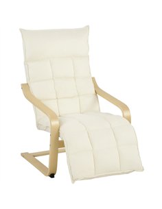 HOMCOM Modern Accent Chair, Leisure Lounge Chair Armchair with Footrest, Plush Cushion, Curved Legs and Arms, Cream White