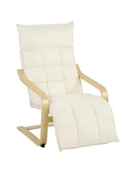 HOMCOM Modern Accent Chair, Leisure Lounge Chair Armchair with Footrest, Plush Cushion, Curved Legs and Arms, Cream White - pic 190651 | FastDaddyshop