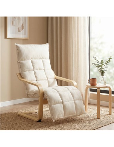 HOMCOM Modern Accent Chair, Leisure Lounge Chair Armchair with Footrest, Plush Cushion, Curved Legs and Arms, Cream White